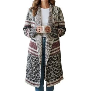 Lucky Brand Sweater M Waterfall Southwestern Pattern Boho